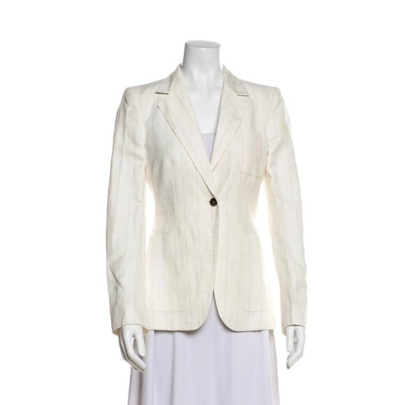 Vintage Gucci Womens Blazer Pockets BeigeButton SZ M - Picture 2 of 4